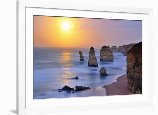 Moonset over Twelve Apostles in Victoria, Australia-Nokuro-Framed Photographic Print
