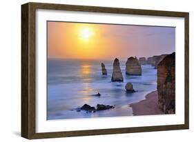 Moonset over Twelve Apostles in Victoria, Australia-Nokuro-Framed Premium Photographic Print