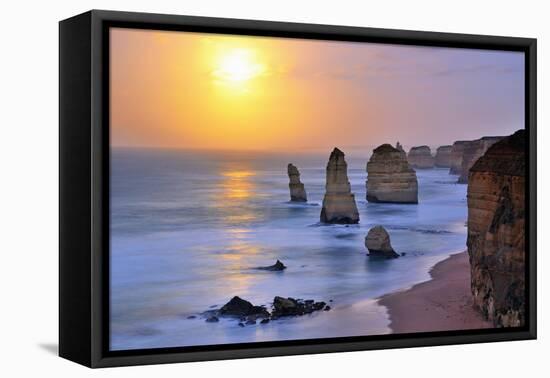 Moonset over Twelve Apostles in Victoria, Australia-Nokuro-Framed Stretched Canvas