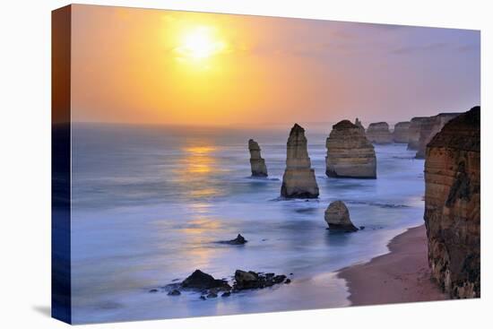 Moonset over Twelve Apostles in Victoria, Australia-Nokuro-Stretched Canvas