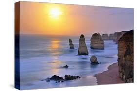 Moonset over Twelve Apostles in Victoria, Australia-Nokuro-Stretched Canvas