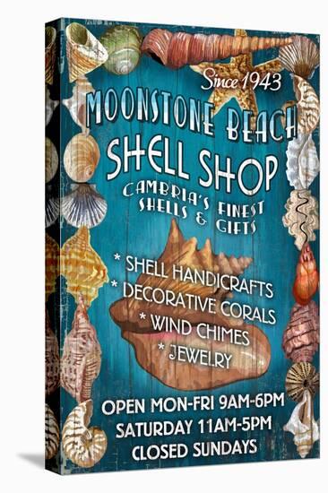 Moonstone Beach, California - Shell Shop Vintage Sign-Lantern Press-Stretched Canvas