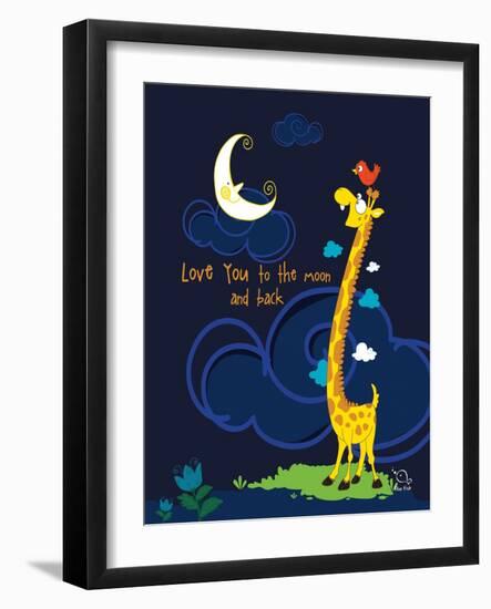 Moony Light!-Blue Fish-Framed Art Print