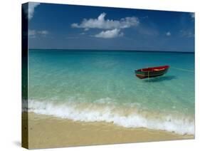 Moored Boat, Grand Anse Beach, Grenada, Caribbean-John Miller-Stretched Canvas