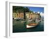 Moored Boats and Architecture of Portofino, Liguria, Italy, Mediterranean, Europe-Howell Michael-Framed Photographic Print