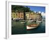 Moored Boats and Architecture of Portofino, Liguria, Italy, Mediterranean, Europe-Howell Michael-Framed Photographic Print