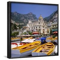 Moored Boats and Church, Positano, Campania, Itay-Roy Rainford-Framed Photographic Print