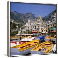 Moored Boats and Church, Positano, Campania, Itay-Roy Rainford-Framed Photographic Print