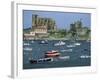 Moored Boats and the 12th Century Church of Santa Maria, Castro Urdiales, Cantabria, Spain-Maxwell Duncan-Framed Photographic Print