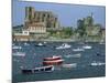 Moored Boats and the 12th Century Church of Santa Maria, Castro Urdiales, Cantabria, Spain-Maxwell Duncan-Mounted Photographic Print