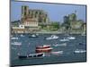 Moored Boats and the 12th Century Church of Santa Maria, Castro Urdiales, Cantabria, Spain-Maxwell Duncan-Mounted Photographic Print