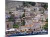 Moored Boats and Waterfront Buildings, Gialos, Symi (Simi), Dodecanese Islands, Greece-G Richardson-Mounted Photographic Print