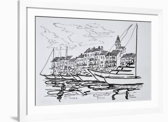 Moored boats in the harbor, Saint-Tropez, French Riviera, France-Richard Lawrence-Framed Premium Photographic Print