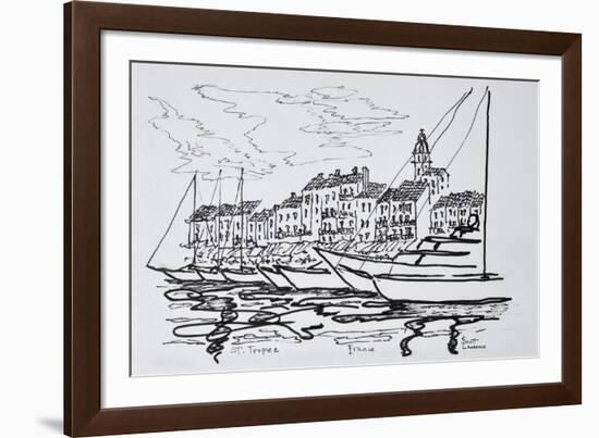 Moored boats in the harbor, Saint-Tropez, French Riviera, France-Richard Lawrence-Framed Photographic Print