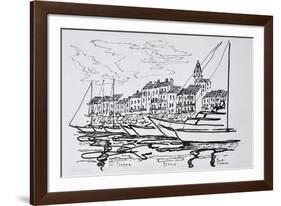 Moored boats in the harbor, Saint-Tropez, French Riviera, France-Richard Lawrence-Framed Photographic Print