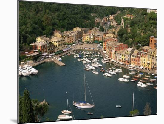 Moored Boats in the Harbour of Portofino, Liguria, Italy, Europe-null-Mounted Photographic Print