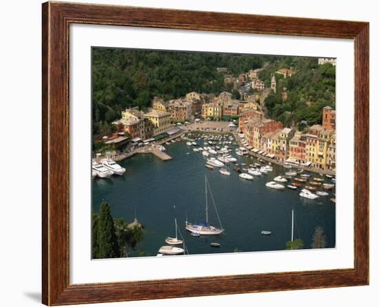 Moored Boats in the Harbour of Portofino, Liguria, Italy, Europe-null-Framed Photographic Print