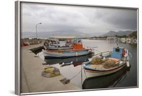 Moored Fishing Boats in Apothika Village Harbour, Greece-Nick Upton-Framed Photographic Print