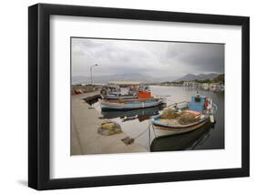 Moored Fishing Boats in Apothika Village Harbour, Greece-Nick Upton-Framed Photographic Print