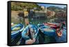 Moored Fishing Boats in the Small Port of Vernazza, Cinque Terre, Liguria, Italy-Stefano Politi Markovina-Framed Stretched Canvas