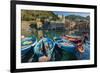 Moored Fishing Boats in the Small Port of Vernazza, Cinque Terre, Liguria, Italy-Stefano Politi Markovina-Framed Photographic Print