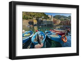 Moored Fishing Boats in the Small Port of Vernazza, Cinque Terre, Liguria, Italy-Stefano Politi Markovina-Framed Photographic Print