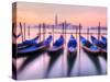 Moored Gondolas with San Giorgio Maggiore in the Background at Dawn, Venice, Veneto Region, Italy-Nadia Isakova-Stretched Canvas