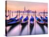 Moored Gondolas with San Giorgio Maggiore in the Background at Dawn, Venice, Veneto Region, Italy-Nadia Isakova-Stretched Canvas
