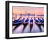 Moored Gondolas with San Giorgio Maggiore in the Background at Dawn, Venice, Veneto Region, Italy-Nadia Isakova-Framed Photographic Print