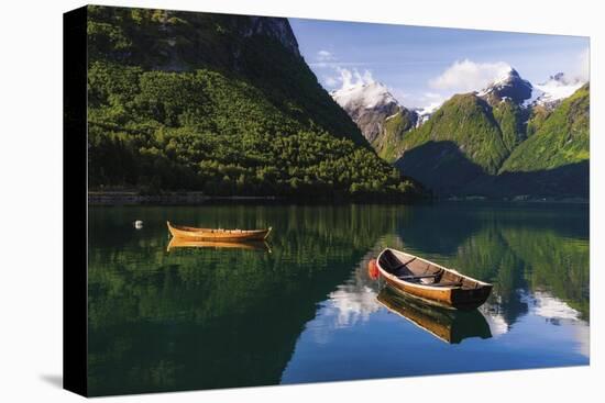 Moored Reflection-Mikael Svensson-Stretched Canvas