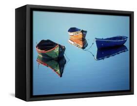 Moored Rowboats, Olhao, Portugal-Mitch Diamond-Framed Stretched Canvas