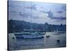 Moored Yachts, Late Afternoon-Jennifer Wright-Stretched Canvas