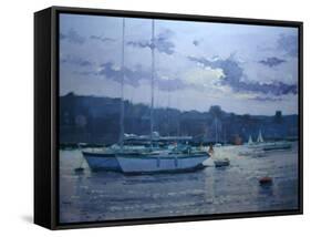 Moored Yachts, Late Afternoon-Jennifer Wright-Framed Stretched Canvas