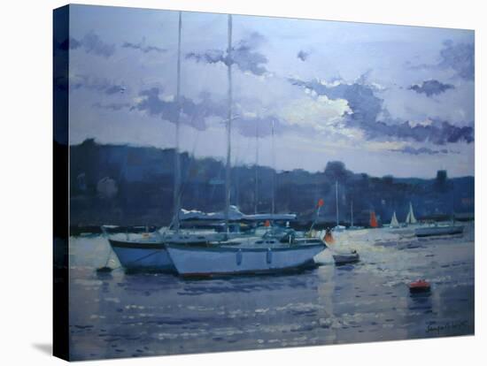 Moored Yachts, Late Afternoon-Jennifer Wright-Stretched Canvas