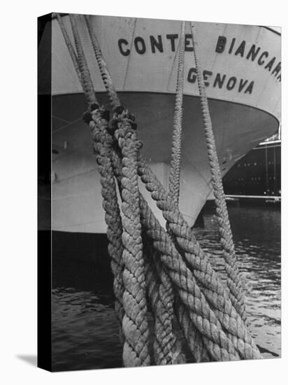 Mooring Lines Holding the Ship to the Deck-Carl Mydans-Stretched Canvas