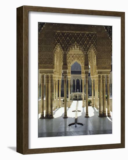 Moorish Architecture of the Court of the Lions, the Alhambra, Granada, Andalucia (Andalusia), Spain-Nedra Westwater-Framed Photographic Print