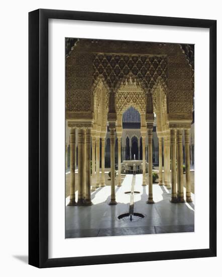 Moorish Architecture of the Court of the Lions, the Alhambra, Granada, Andalucia (Andalusia), Spain-Nedra Westwater-Framed Photographic Print