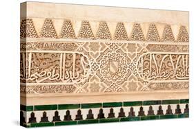 Moorish Plasterwork and Tiles from inside the Alhambra Palace-Lotsostock-Stretched Canvas