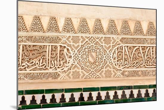 Moorish Plasterwork and Tiles from inside the Alhambra Palace-Lotsostock-Mounted Photographic Print