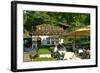 Moorlake, popular tourist cafe at the Havel River, Berlin, Germany-null-Framed Art Print