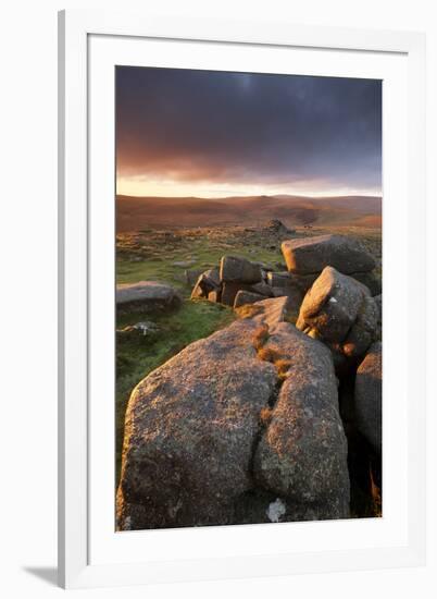 Moorland View at Belstone with Granite Outcrops, Near Okehampton, Dartmoor Np, Devon, England, UK-Ross Hoddinott-Framed Photographic Print