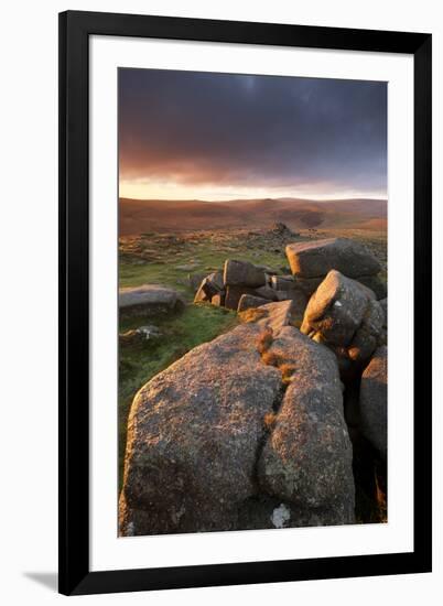 Moorland View at Belstone with Granite Outcrops, Near Okehampton, Dartmoor Np, Devon, England, UK-Ross Hoddinott-Framed Photographic Print