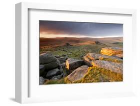 Moorland View at Belstone with Granite Outcrops, Near Okehampton, Dartmoor Np, Devon, England, UK-Ross Hoddinott-Framed Photographic Print