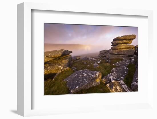 Moorland view from Littaford Tor, Dartmoor, Devon, England-Ross Hoddinott / 2020VISION-Framed Photographic Print