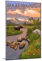 Moose and Meadow - Rocky Mountain National Park-null-Mounted Poster