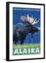 Moose at Night, Denali National Park, Alaska-Lantern Press-Framed Art Print