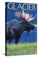 Moose at Night, Glacier National Park, Montana-Lantern Press-Stretched Canvas