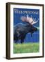 Moose at Night, West Yellowstone, Montana-Lantern Press-Framed Art Print