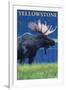 Moose at Night, Yellowstone National Park-Lantern Press-Framed Art Print