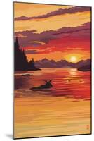 Moose at Sunset (Image Only)-Lantern Press-Mounted Art Print